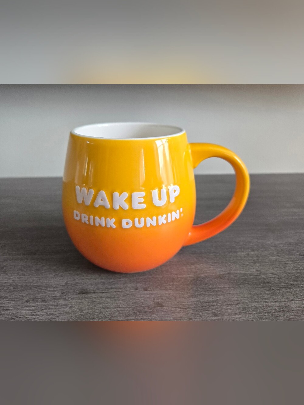 Dunkin' Donuts 20 Oz Yellow And Orange "Wake Up Drink Dunkin" Coffee Mug 2019